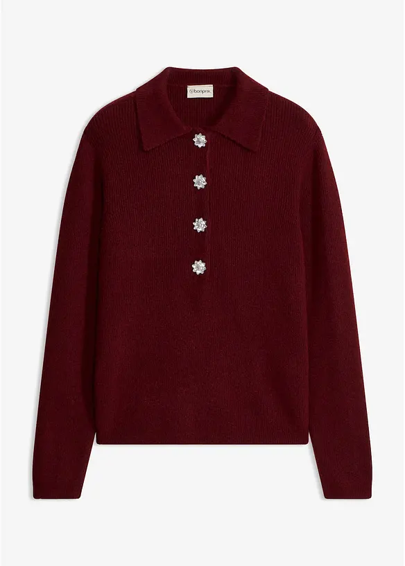 Maglione polo con percentuale di lana, bonprix