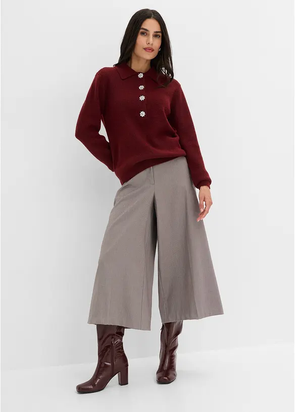 Maglione polo con percentuale di lana, bonprix
