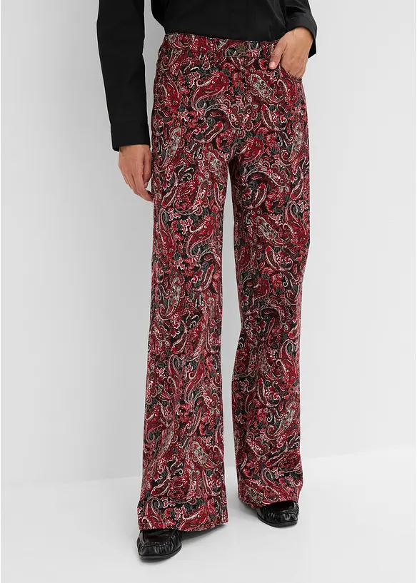 Pantaloni wide leg elasticizzati in misto cotone, bonprix