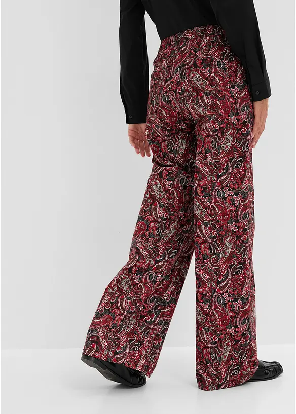 Pantaloni wide leg elasticizzati in misto cotone, bonprix