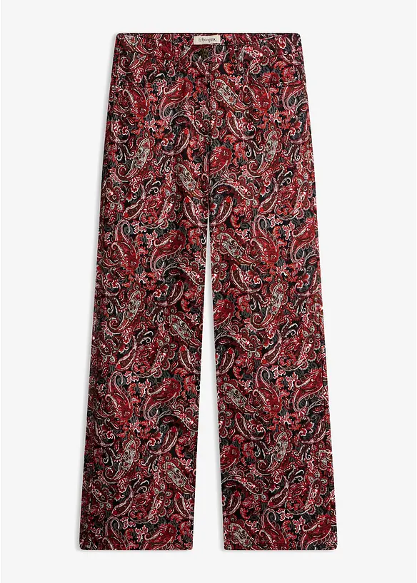 Pantaloni wide leg elasticizzati in misto cotone, bonprix