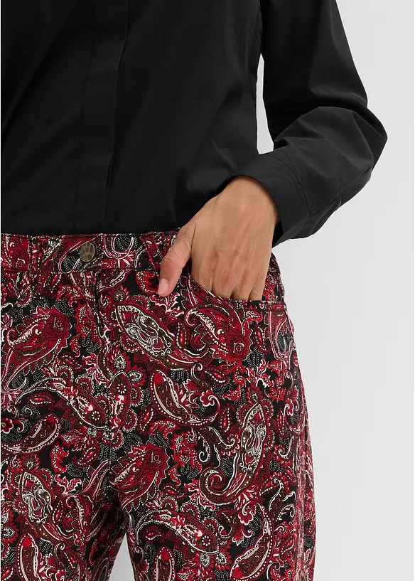 Pantaloni wide leg elasticizzati in misto cotone, bonprix