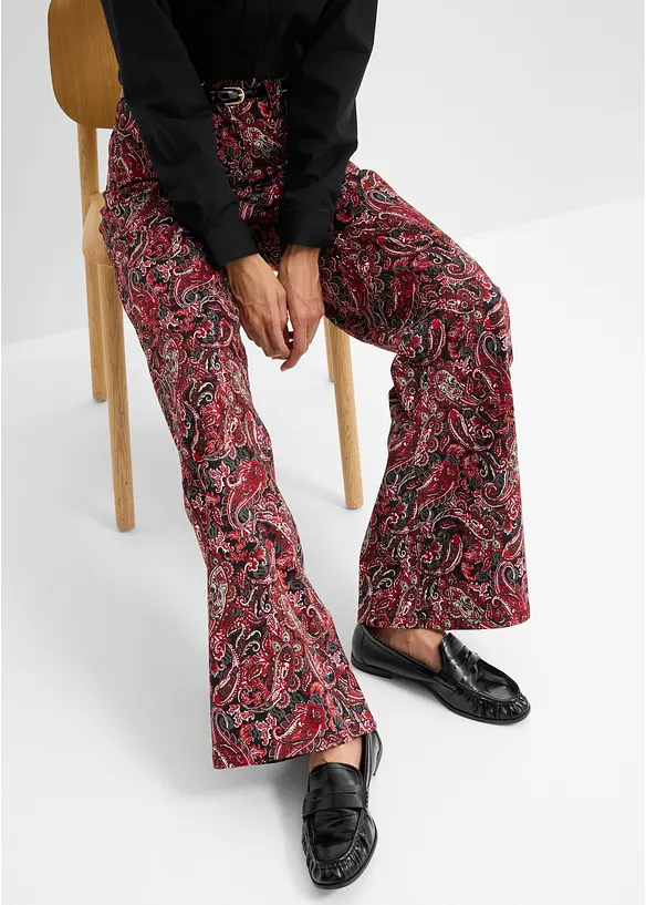 Pantaloni wide leg elasticizzati in misto cotone, bonprix