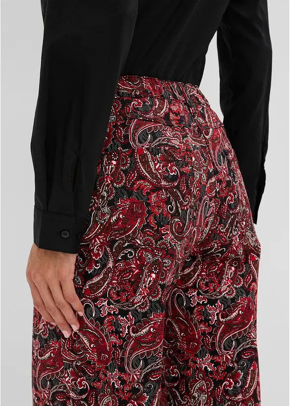 Pantaloni wide leg elasticizzati in misto cotone, bonprix