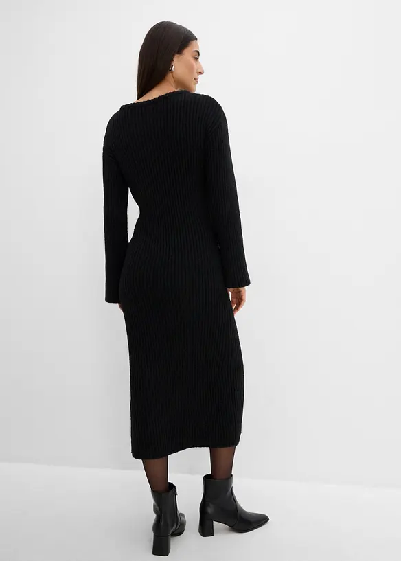 Abito in maglia con spacco, bonprix