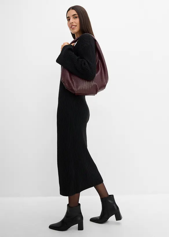 Abito in maglia con spacco, bonprix