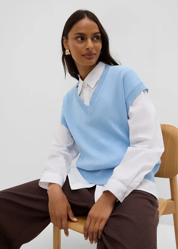 Gilet in maglia di puro cotone, bonprix