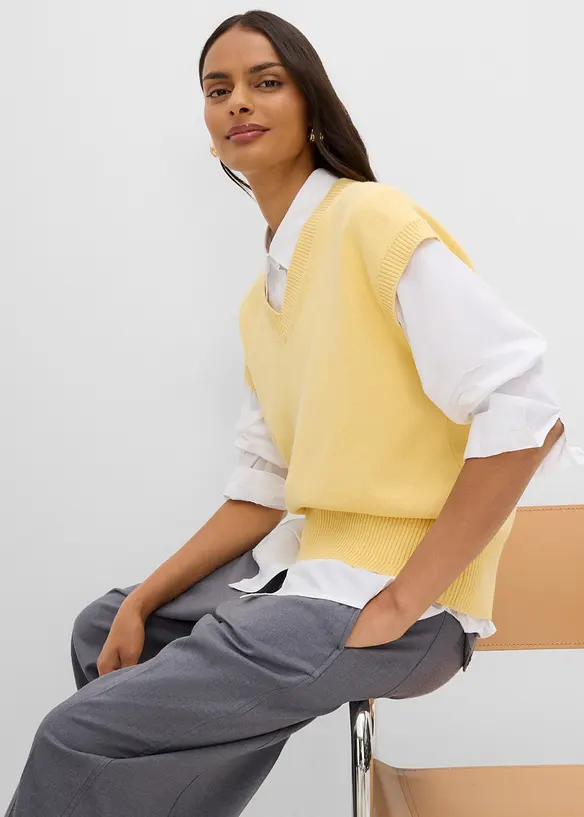 Gilet in maglia di puro cotone, bonprix