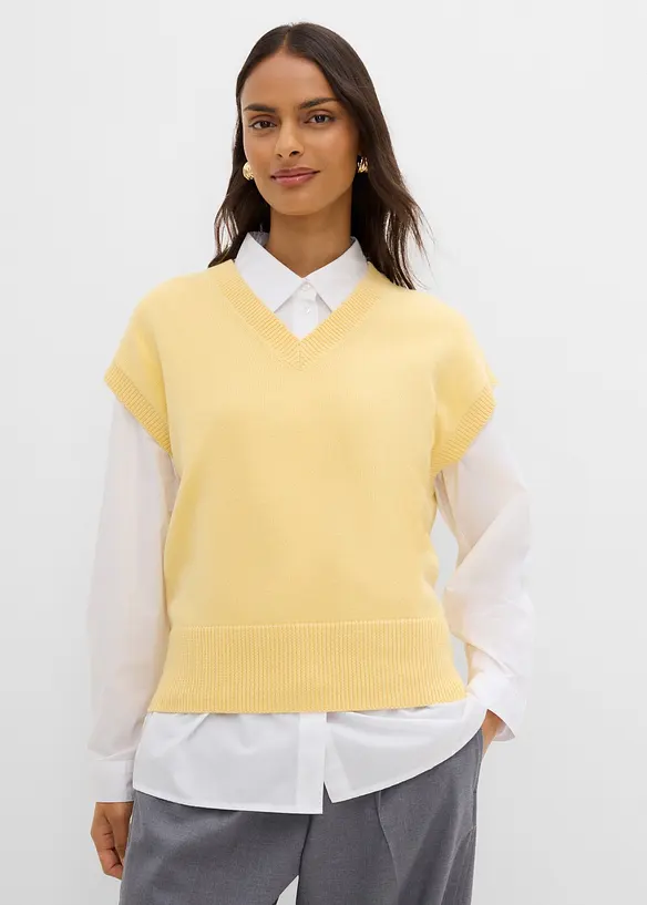 Gilet in maglia di puro cotone, bonprix