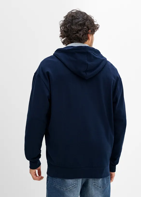 Felpa con zip e cappuccio, loose fit, bonprix