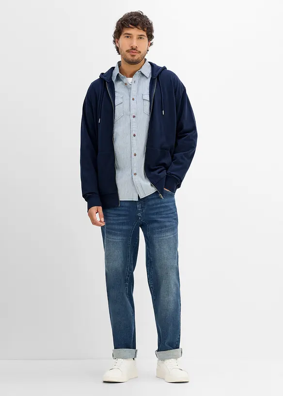Felpa con zip e cappuccio, loose fit, bonprix