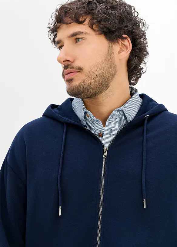 Felpa con zip e cappuccio, loose fit, bonprix