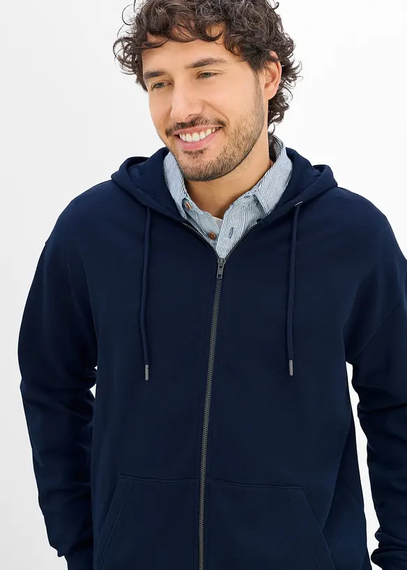 Felpa con zip e cappuccio, loose fit, bonprix