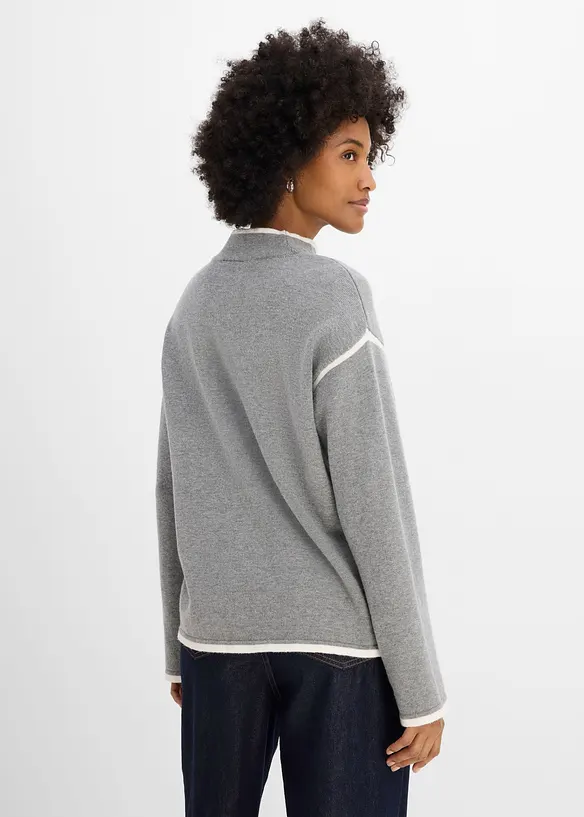 Maglione a collo alto in misto cotone, bonprix