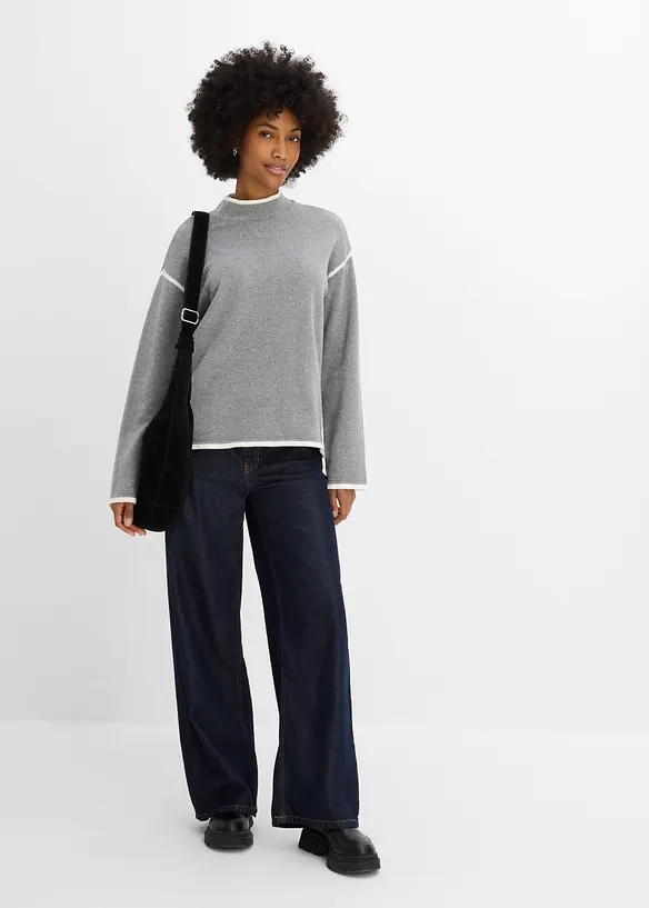 Maglione a collo alto in misto cotone, bonprix