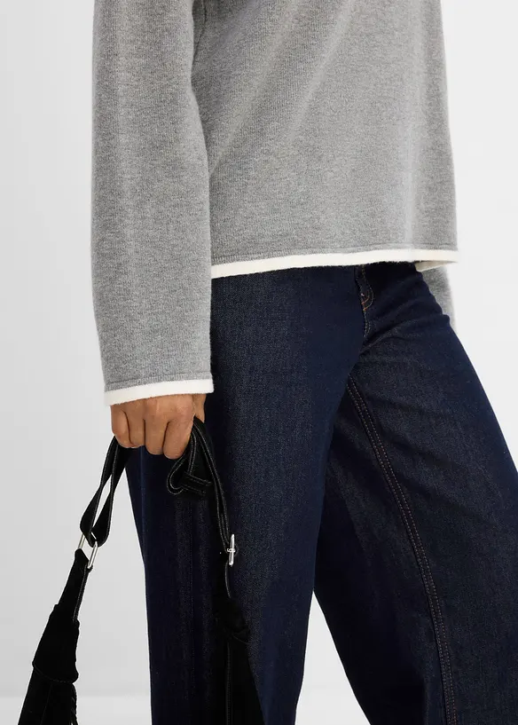 Maglione a collo alto in misto cotone, bonprix