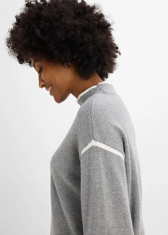 Maglione a collo alto in misto cotone, bonprix