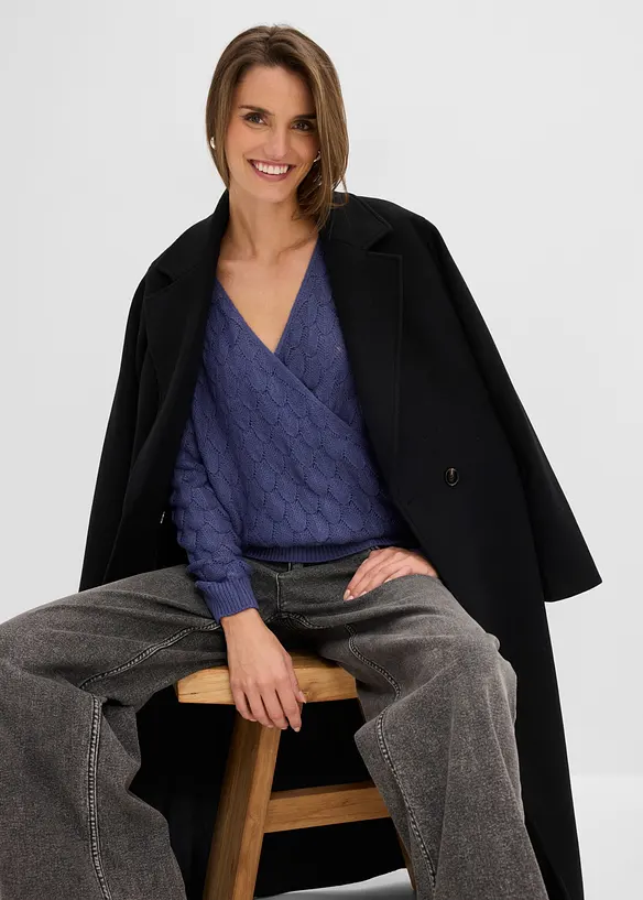 Maglione traforato con effetto a portafoglio, bonprix