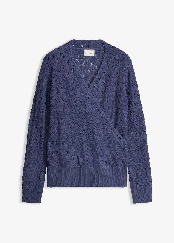 Maglione traforato con effetto a portafoglio, bonprix
