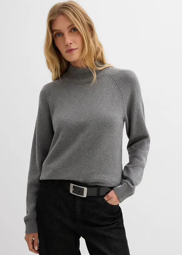 Maglione a collo alto in puro cotone, bonprix