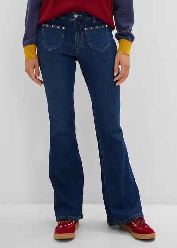 Jeans bootcut, vita media, bonprix