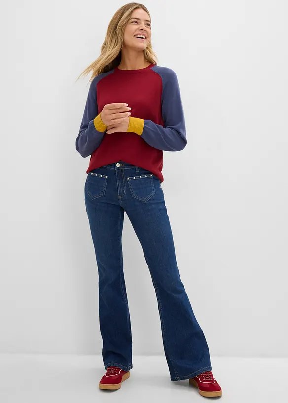 Jeans bootcut, vita media, bonprix