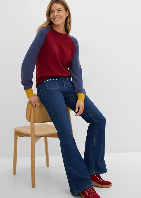 Jeans bootcut, vita media, bonprix