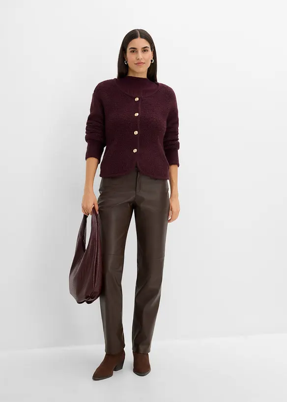 Pantaloni in similpelle con vita comoda, bonprix