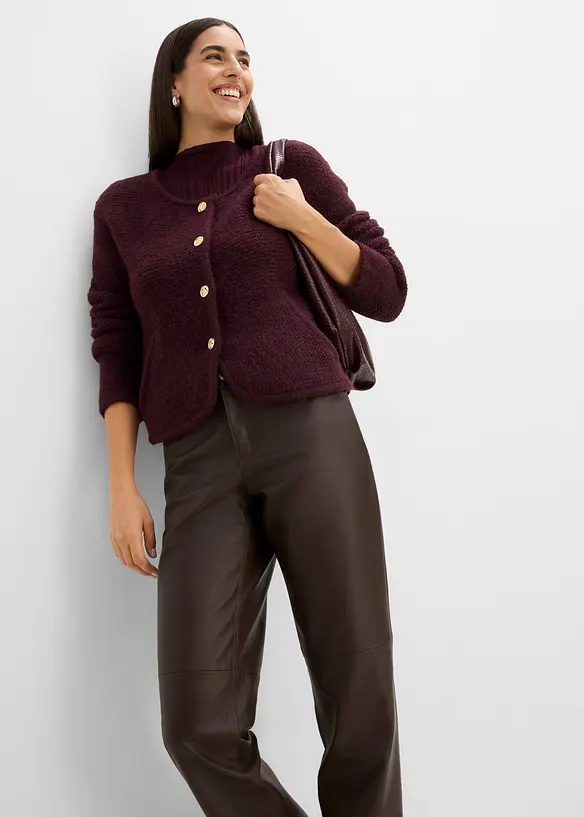 Pantaloni in similpelle con vita comoda, bonprix