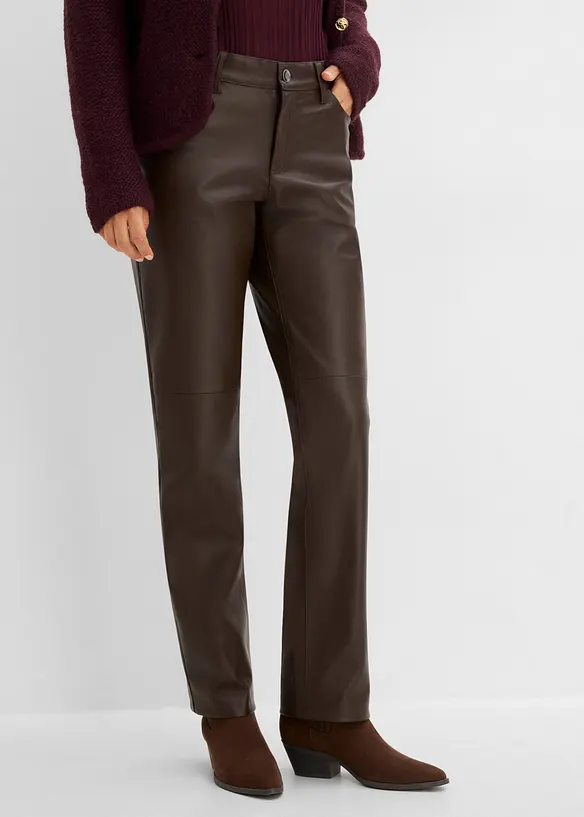 Pantaloni in similpelle con vita comoda, bonprix