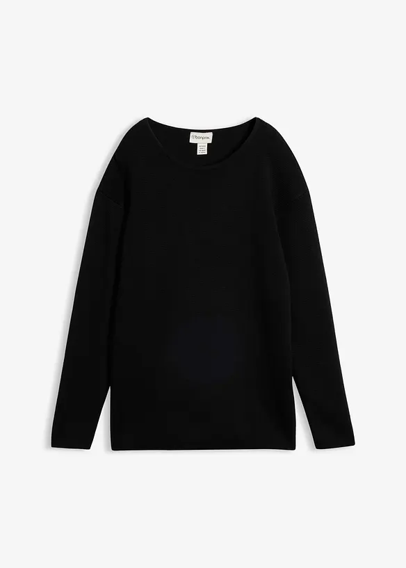 Maglione a coste Milano con scollo rotondo, bonprix