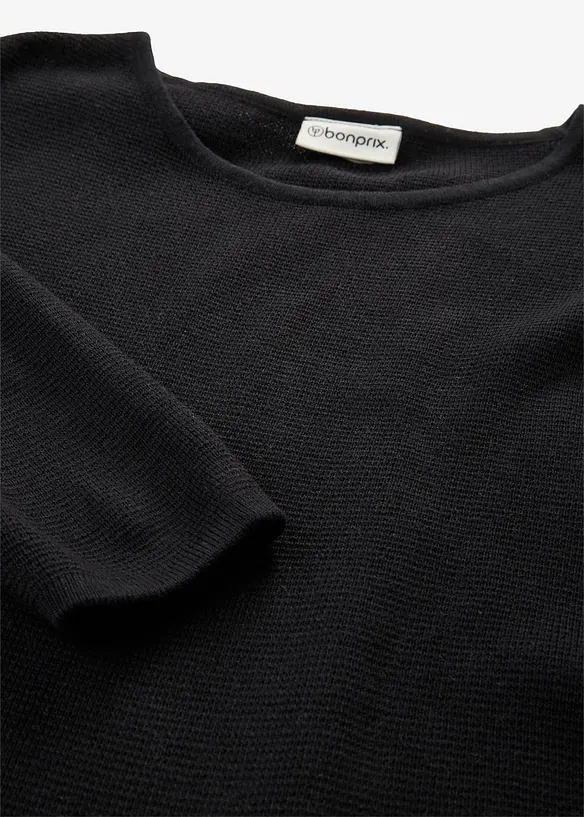 Maglione a coste Milano con scollo rotondo, bonprix