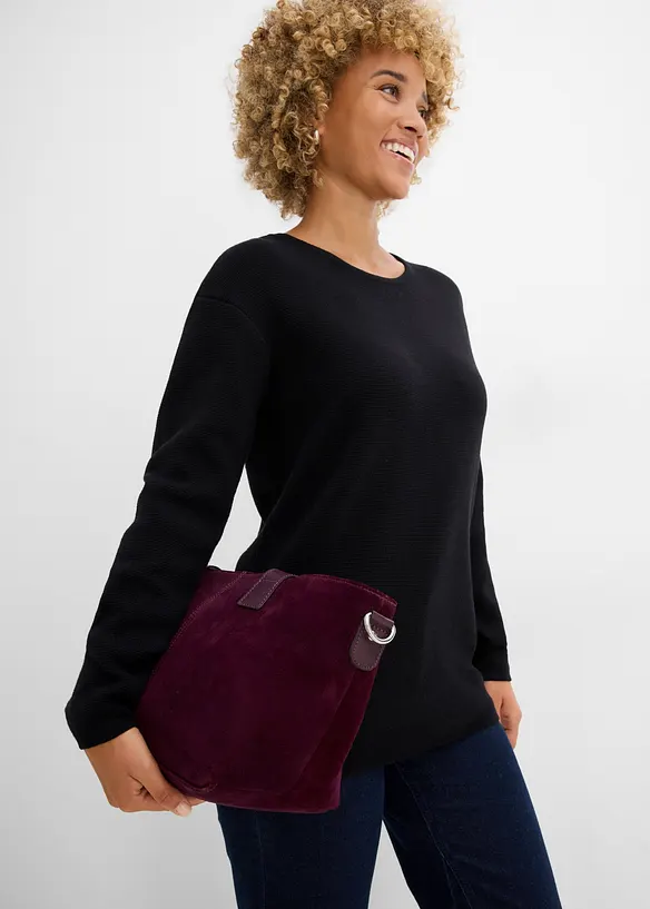Maglione a coste Milano con scollo rotondo, bonprix