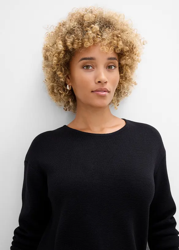 Maglione a coste Milano con scollo rotondo, bonprix