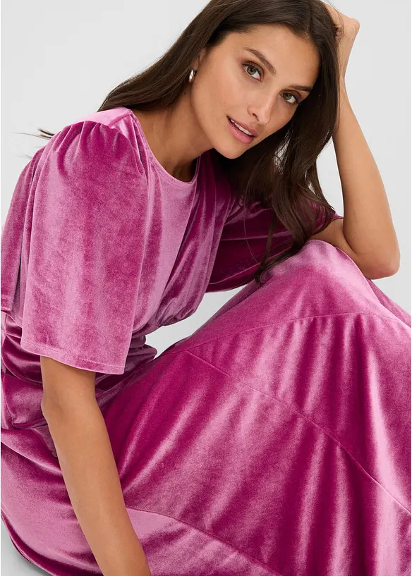 Abito midi in velluto morbido, bonprix