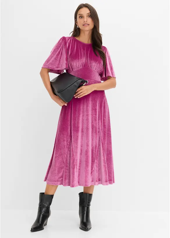 Abito midi in velluto morbido, bonprix