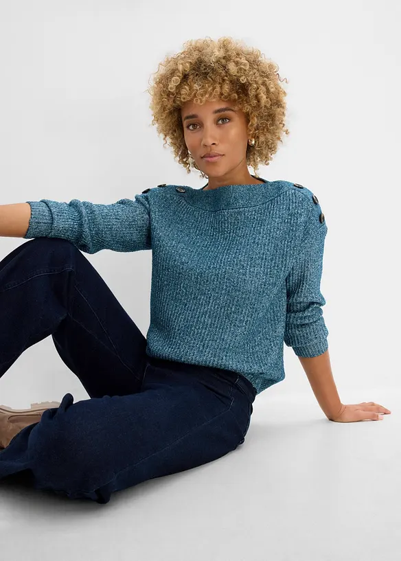 Maglione oversize con bottoni, bonprix