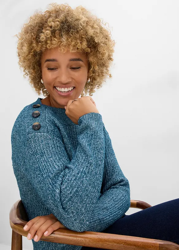 Maglione oversize con bottoni, bonprix