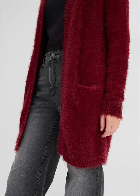 Cardigan lungo in filato peloso, bonprix