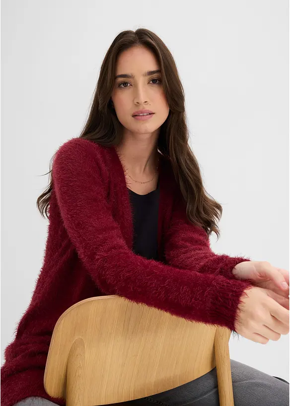 Cardigan lungo in filato peloso, bonprix