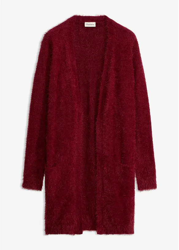 Cardigan lungo in filato peloso, bonprix