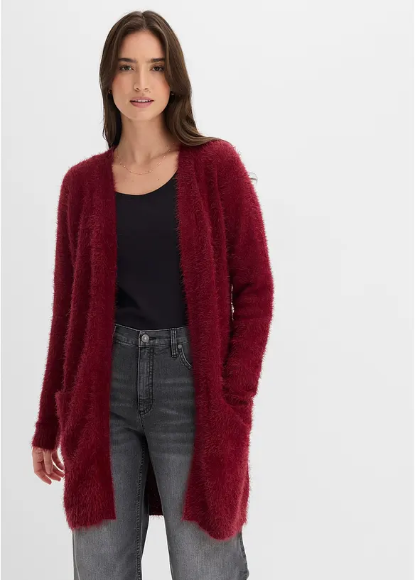 Cardigan lungo in filato peloso, bonprix