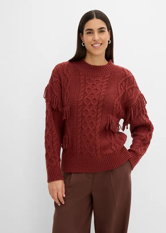 Maglione oversize con frange, bonprix
