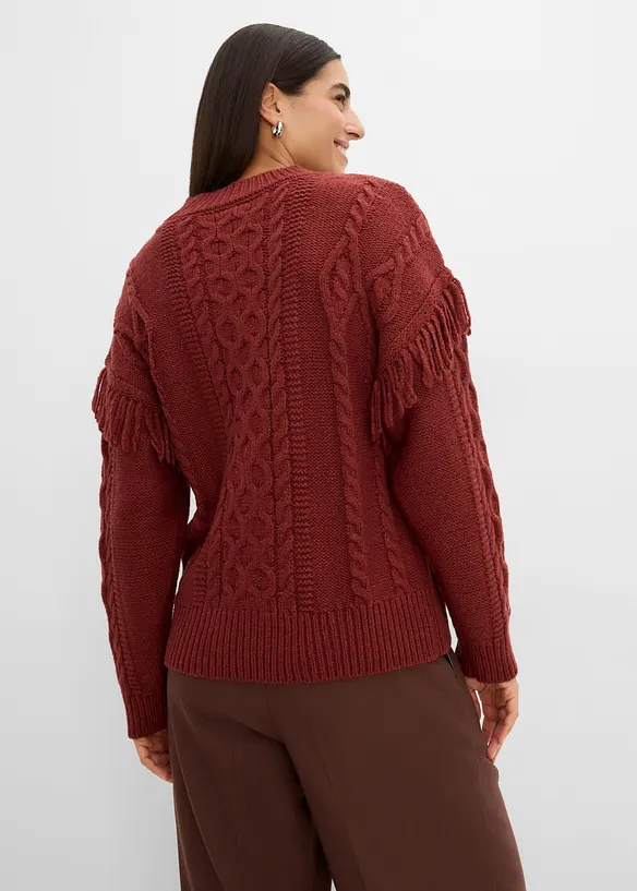 Maglione oversize con frange, bonprix