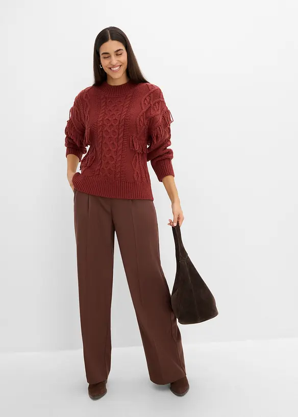 Maglione oversize con frange, bonprix