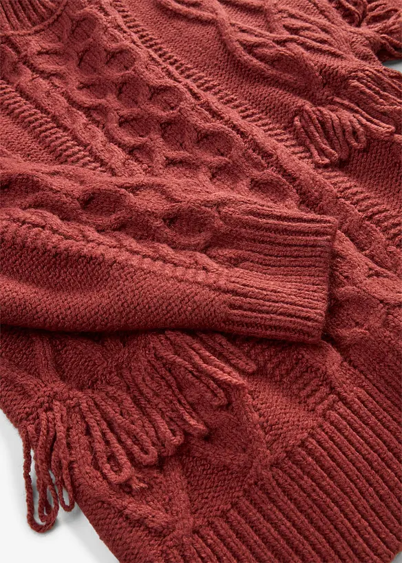 Maglione oversize con frange, bonprix