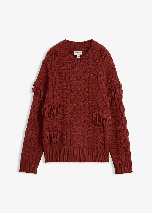 Maglione oversize con frange, bonprix