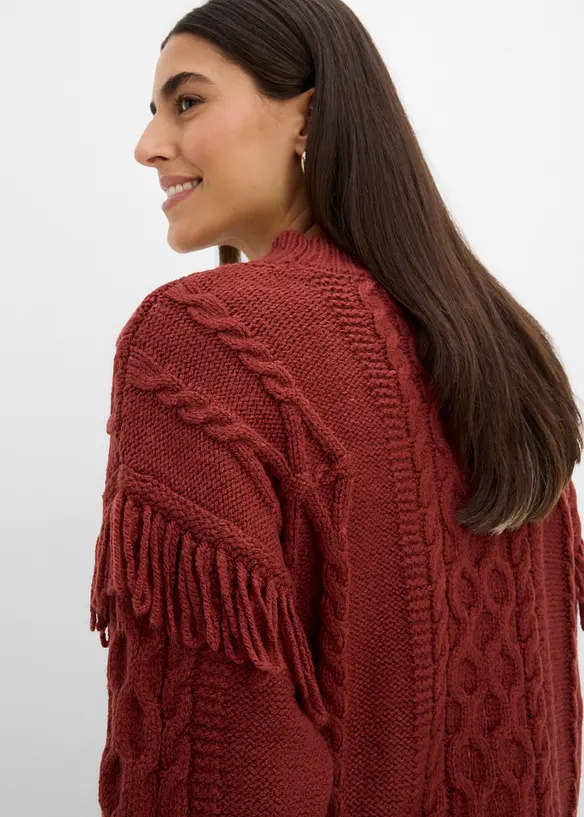 Maglione oversize con frange, bonprix