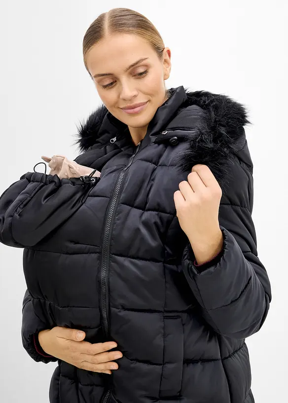 Giubbotto pr&eacute;maman 3 in 1 con inserto babywearing e guarnizione in ecopelliccia rimovibile, bonprix