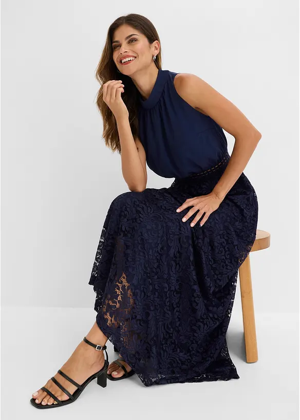 Abito lungo con gonna in pizzo, bonprix